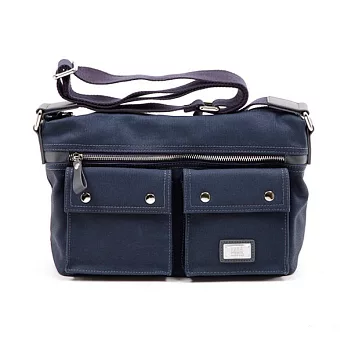 WORLD POLO 世界保羅‧經典紳藍系列休閒帆布拉鍊斜背包