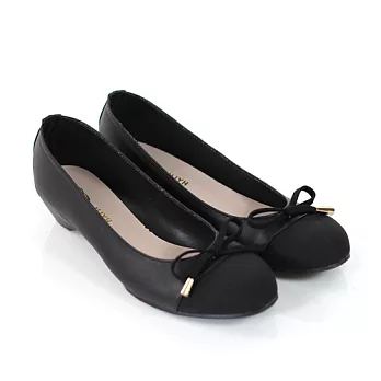 ◤Green Phoenix◥簡約蝴蝶結平底娃娃鞋25黑色