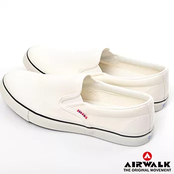 【美國 AIRWALK】簡約流線型舒適多色懶人鞋-男8經典白