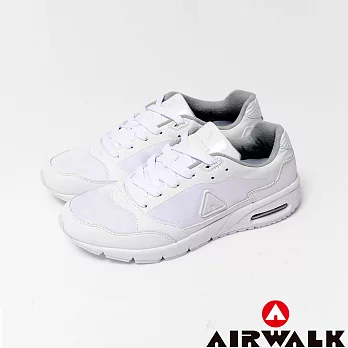 【美國 AIRWALK】情侶雙彩 超彈氣墊雙料輕量慢跑運動鞋 -男-8經典白