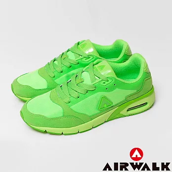 【美國 AIRWALK】情侶雙彩 超彈氣墊雙料輕量慢跑運動鞋 -男-9.5彩螢綠