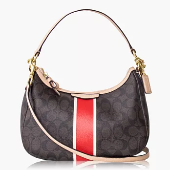 COACH 經典款復刻造型肩背兩用包_深咖/橘