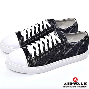 【美國 AIRWALK】復古圓頭低筒基本款帆布鞋 -(男女同款)6.5神祕黑