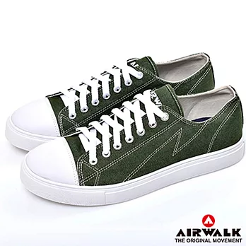【美國 AIRWALK】復古圓頭低筒基本款帆布鞋 -(男女同款)6.5時髦綠