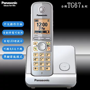 Panasonic DECT 中文顯示數位無線電話_KX-TG6711TWS(銀)[公司貨]