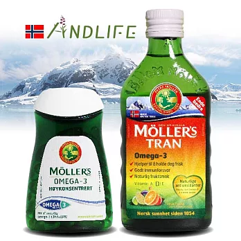 【買一送一】Möller’s沐樂思深海鱈魚肝油-水果風味(250ml/瓶)+高單位深海魚油膠囊(80顆/瓶)超值組