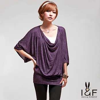 【INF】簡約印花斜領上衣12006S紫色