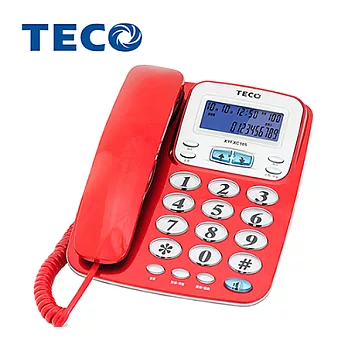 TECO 東元 大字鍵來電顯示 有線電話XYFXC105紅色