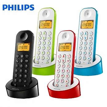 PHILIPS飛利浦數位無線電話 D1201 (黑/白藍/白紅/白綠) 亮白綠
