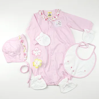 【愛的世界】MY BABY純棉長袖兩用嬰衣套組五件組(不附禮盒)/3~6個月-台灣製-3M淺粉紅色