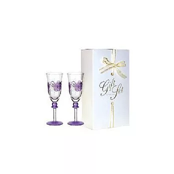 Madiggan手工彩繪玻璃玫瑰香檳杯對杯禮盒-紫色