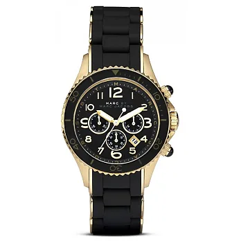 【Marc By Marc Jacobs】金色時尚三眼黑色中性錶(MBM2552)