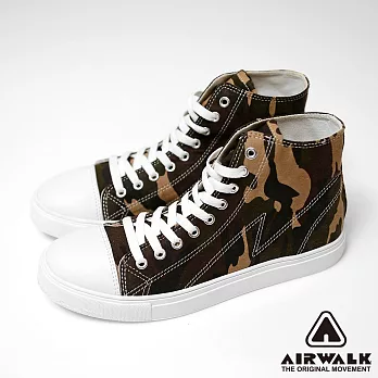 【美國 AIRWALK】網路獨賣-復古圓頭高筒基本款帆布鞋 -(男女同款)-7綠迷彩