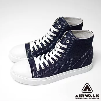 【美國 AIRWALK】網路獨賣-復古圓頭高筒基本款帆布鞋 -(男女同款)-7牛仔藍