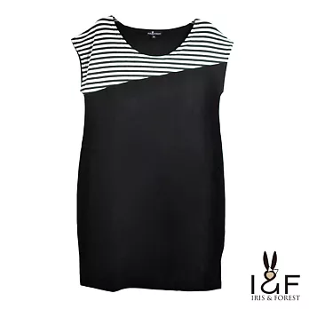 【INF】巴黎時尚條紋拼接洋裝13204M黑色