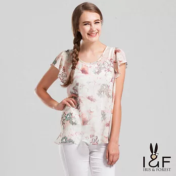 【INF】輕透雪紡花瓣娃娃裝上衣14004S粉花