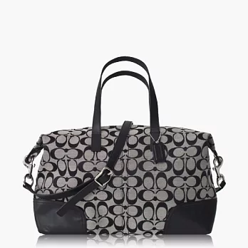 COACH 實用款織布肩背/斜背兩用包(大款)_黑灰色