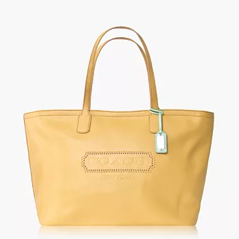 COACH 高級皮革皮飾邊手提/肩背托特包_黃褐色