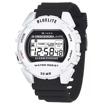 JAGA捷卡 M175防水多功能運動電子錶(白色)