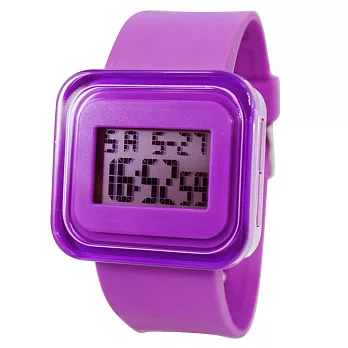 615 四方繽紛果凍電子錶(紫色)