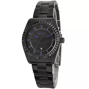 MANGO 都會美學不鏽鋼時尚腕錶-黑/32mm