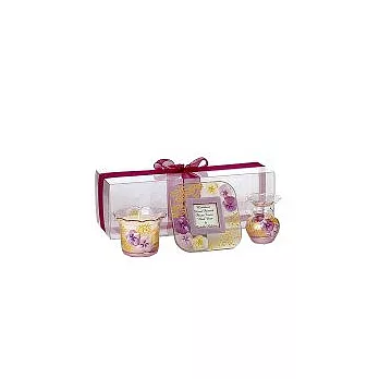 Madiggan手工彩繪玻璃鬱金香迷你三件組合-紫紅色