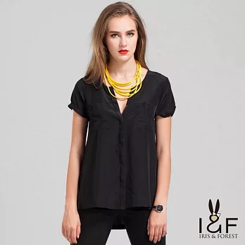 【INF】俏麗可愛前短後長下擺雪紡上衣14048S黑色