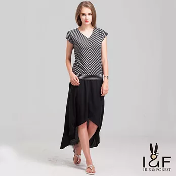 【INF】優雅棉質修身飄逸長裙14058S黑色