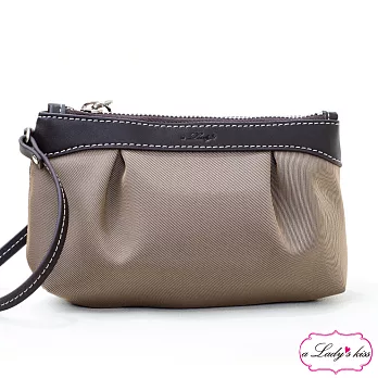 【a Lady ’s真皮】花漾牛津斜紋拉鍊萬用包(A組4色)香檳