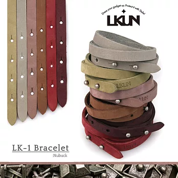 【韓國原裝潮牌 LKUN】潮流真皮手環 100%牛皮製作 個性多色可挑選 LK-1 絨面款 韓國正品空運綠