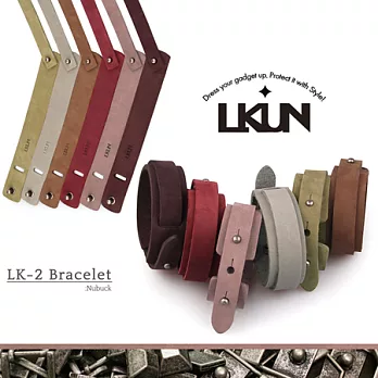 【韓國原裝潮牌 LKUN】潮流真皮手環 100%牛皮製作 個性多色可挑選 LK-2 絨面款 韓國正品空運綠