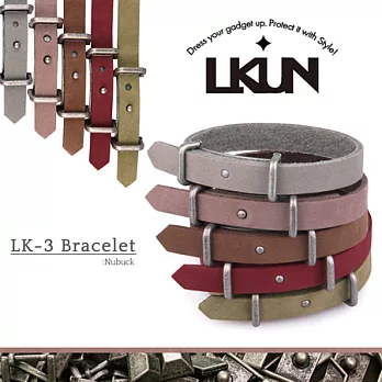 【韓國原裝潮牌 LKUN】潮流真皮手環 100%牛皮製作 個性多色可挑選 LK-3 絨面款 韓國正品空運綠