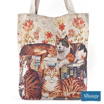 FUNNNY 日本直送 復古風亞麻印花 Daily Bags 慵懶貓咪