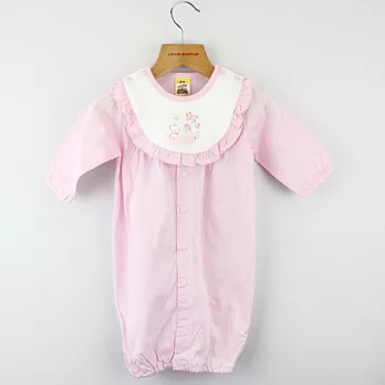 【愛的世界】MY BABY純棉長袖圍兜式兩用嬰衣 /3~6個月-台灣製-3M淺粉紅色