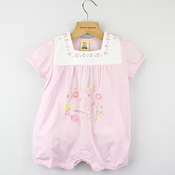 【愛的世界】MY BABY小小花園純棉短袖衣連褲 /6個月~1歲-台灣製-80淺粉紅色