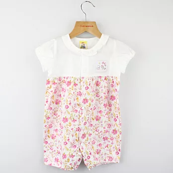 【愛的世界】MY BABY荷葉圓領純棉短袖衣連褲 /6個月~1歲-台灣製-80白色