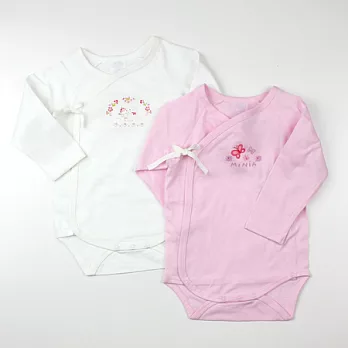 【愛的世界】MY BABY蝴蝶型純棉長袖連身衣(包屁衣)2件/3~6個月-台灣製-3M白色