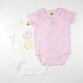 【愛的世界】MY BABY荷葉圓領純棉短袖連身衣(包屁衣2件/6個月-台灣製-6M白色