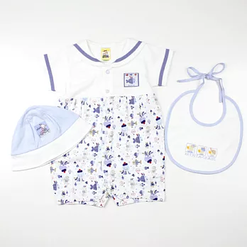 【愛的世界】MY BABY小水手純棉短袖衣連褲套組三件組(不附禮盒) /6個月~1歲-台灣製-80白色