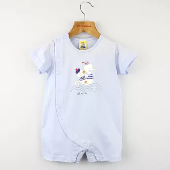 【愛的世界】MY BABY小鴨悠游純棉短袖衣連褲 /6個月~1歲-台灣製-6M淺藍色