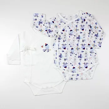 【愛的世界】MY BABY章魚寶寶純棉長袖連身衣(包屁衣)2件/3~6個月-台灣製-3M白色