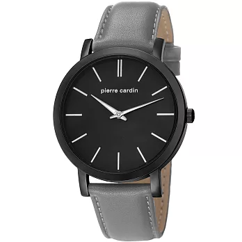 pierre cardin皮爾卡登 極簡定律皮帶錶-黑X灰帶