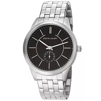 pierre cardin皮爾卡登 城市之光小秒盤腕錶-黑x銀