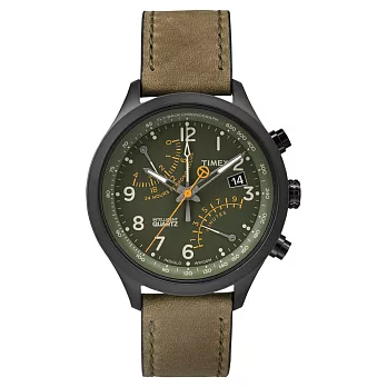 TIMEX 飛返計時指南運動腕錶-綠x褐