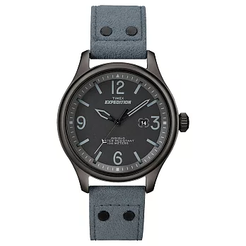 TIMEX 長征霸域軍事風格潮流腕錶-鐵灰x皮帶
