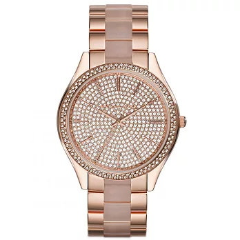 Michael Kors 瑰麗優雅星鑽腕錶-玫瑰金