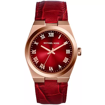 Michael Kors 神秘塔羅高貴氣質腕錶-玫瑰金框x紅