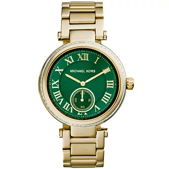Michael Kors 東方異想獨立秒針腕錶-綠x金