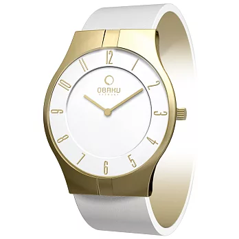 OBAKU 純淨佳人時尚簡約腕錶-白面x白帶