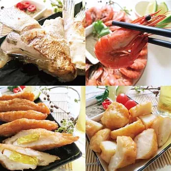 【鱻活一號】★鱻活海味乾杯超值組★100%無藥養殖、新鮮手做！手工旗魚黑輪、手工純花枝丸、無毒草蝦、紅花斑下巴，跟親友小酌歡聚的下酒菜